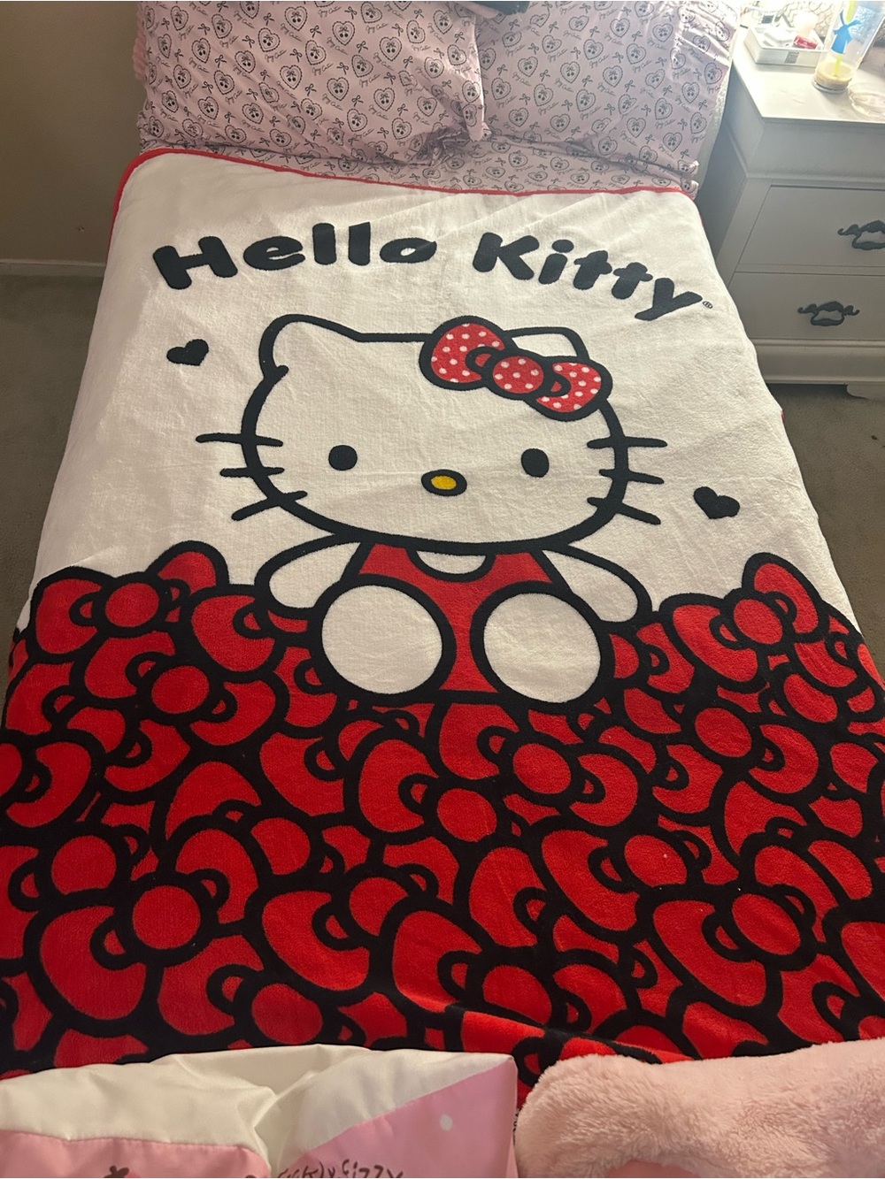 Sanrio Hello Kitty Red, White & Black Plush Blanket